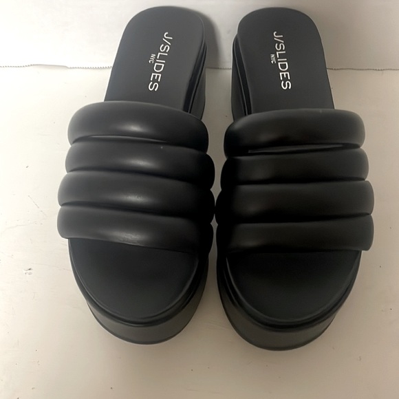 J/SLIDES QUIRKY SANDAL BLACK LEATHER - Picture 2 of 4